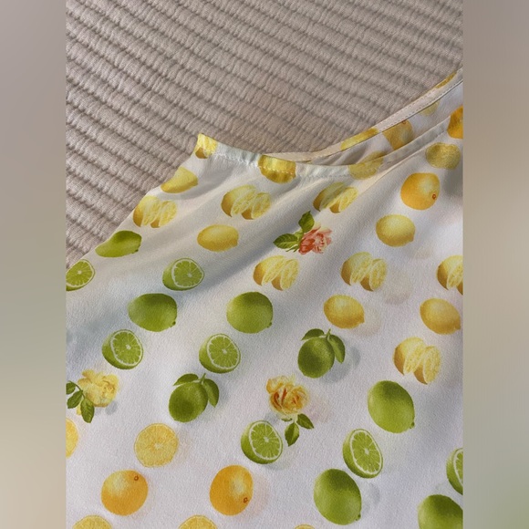 Equipment Femme 100% Silk Button Down Tank Dickey Citrus Lemons Limes Roses L - Picture 6 of 9